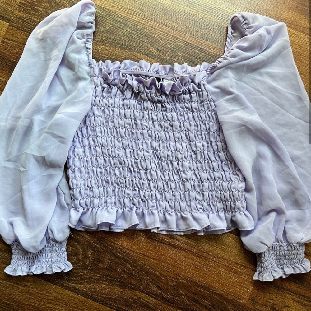 H&M Lavender Smocked Blouse